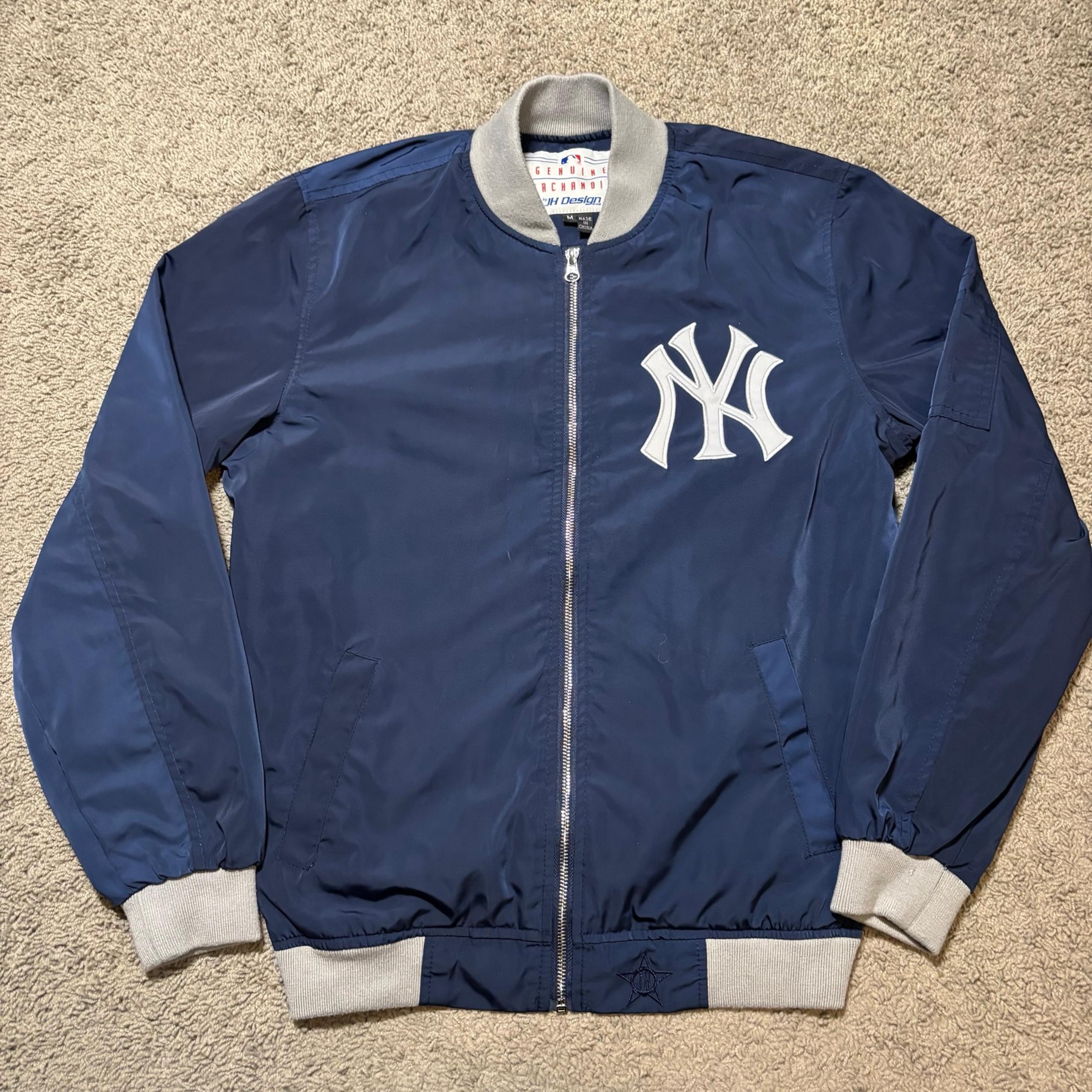 Vintage New York Yankees Managers Bomber Jacket Full Zip Navy Mens M