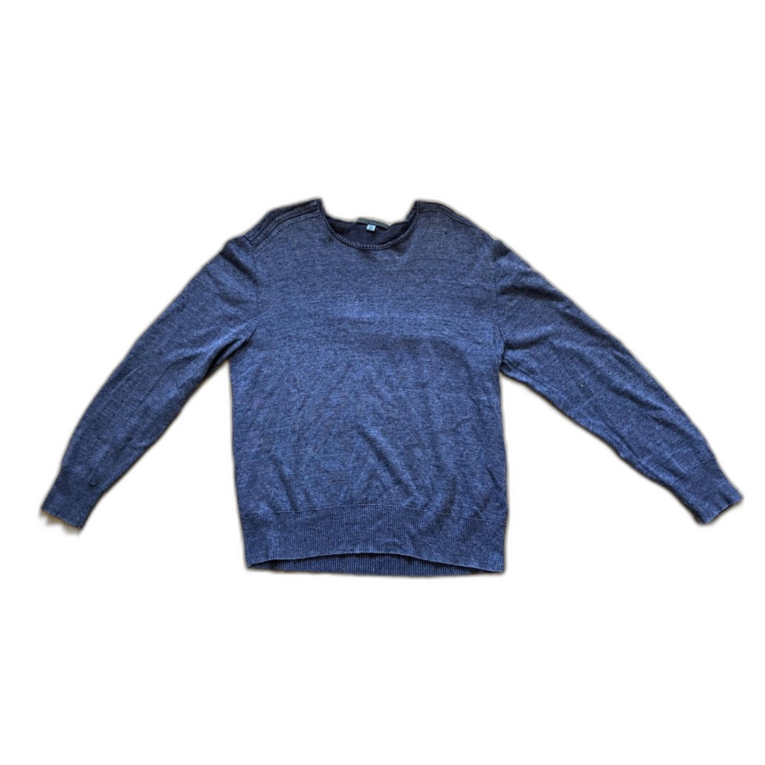 John Varvatos Blue Linen Pullover Crew Neck Sweater Top   Men's Size XL