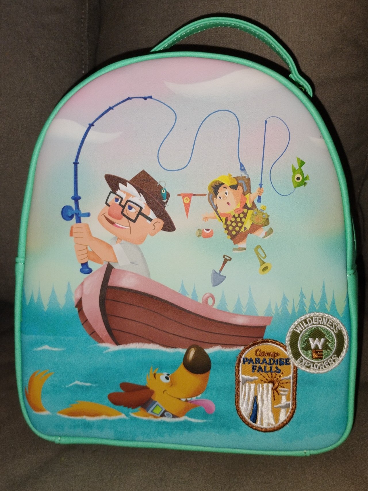Disney Pixar Up Fishing Camping Paradise Fall Wilderness Explorer Mini Backpack