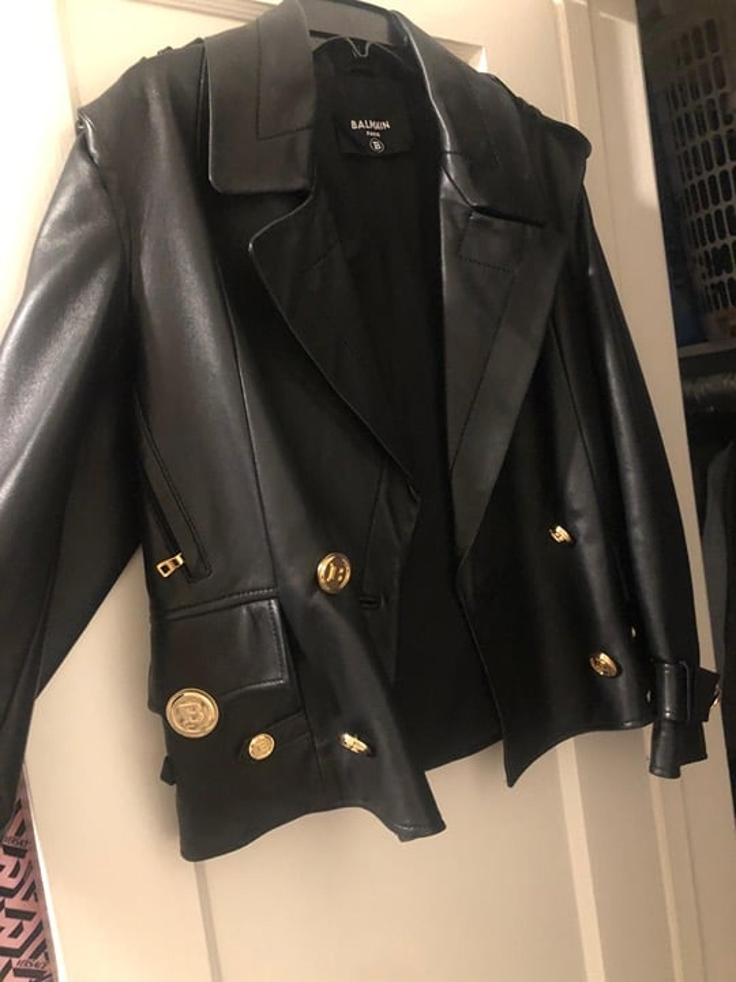 Balmain leather Oversized pea coat
