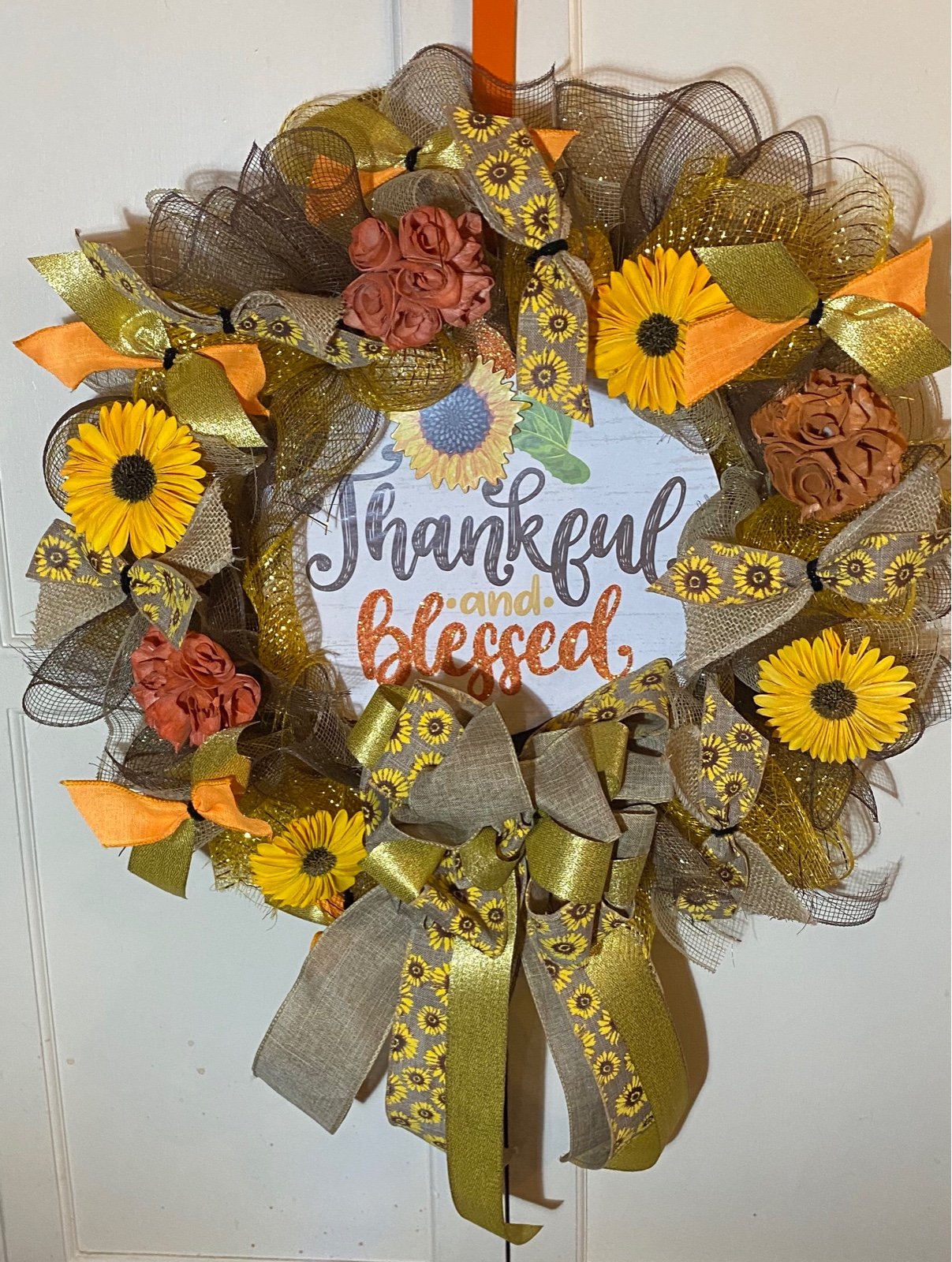Thankful & Blessed Fall / Thanksgiving Sola Wood Flower Wreath