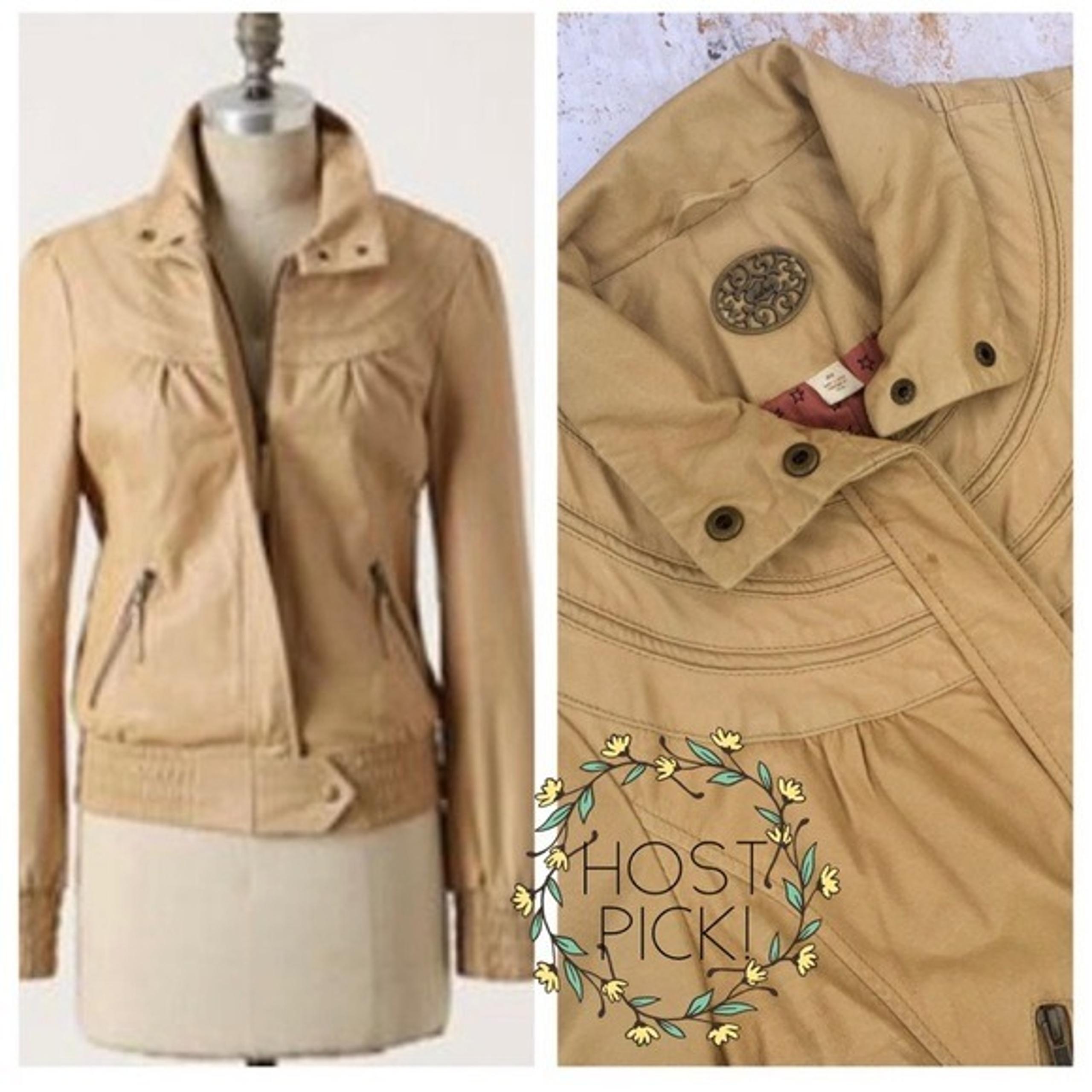 [XS] Anthro Idra Leather Tan Bomber Jacket
