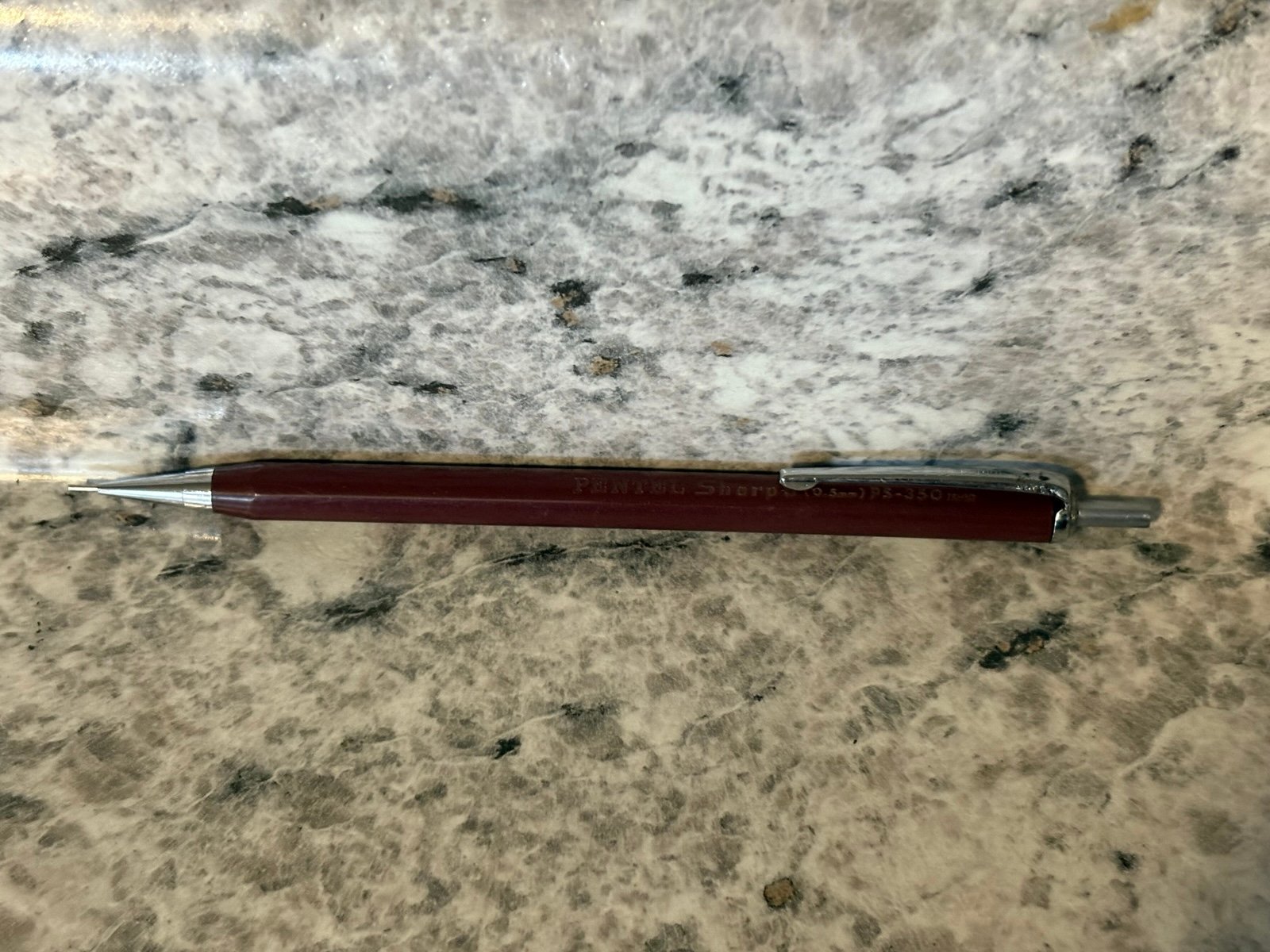 Vintage PENTEL Sharp 5 Black Mechanical Pencil PS-350 0.5mm Japan Burgundy