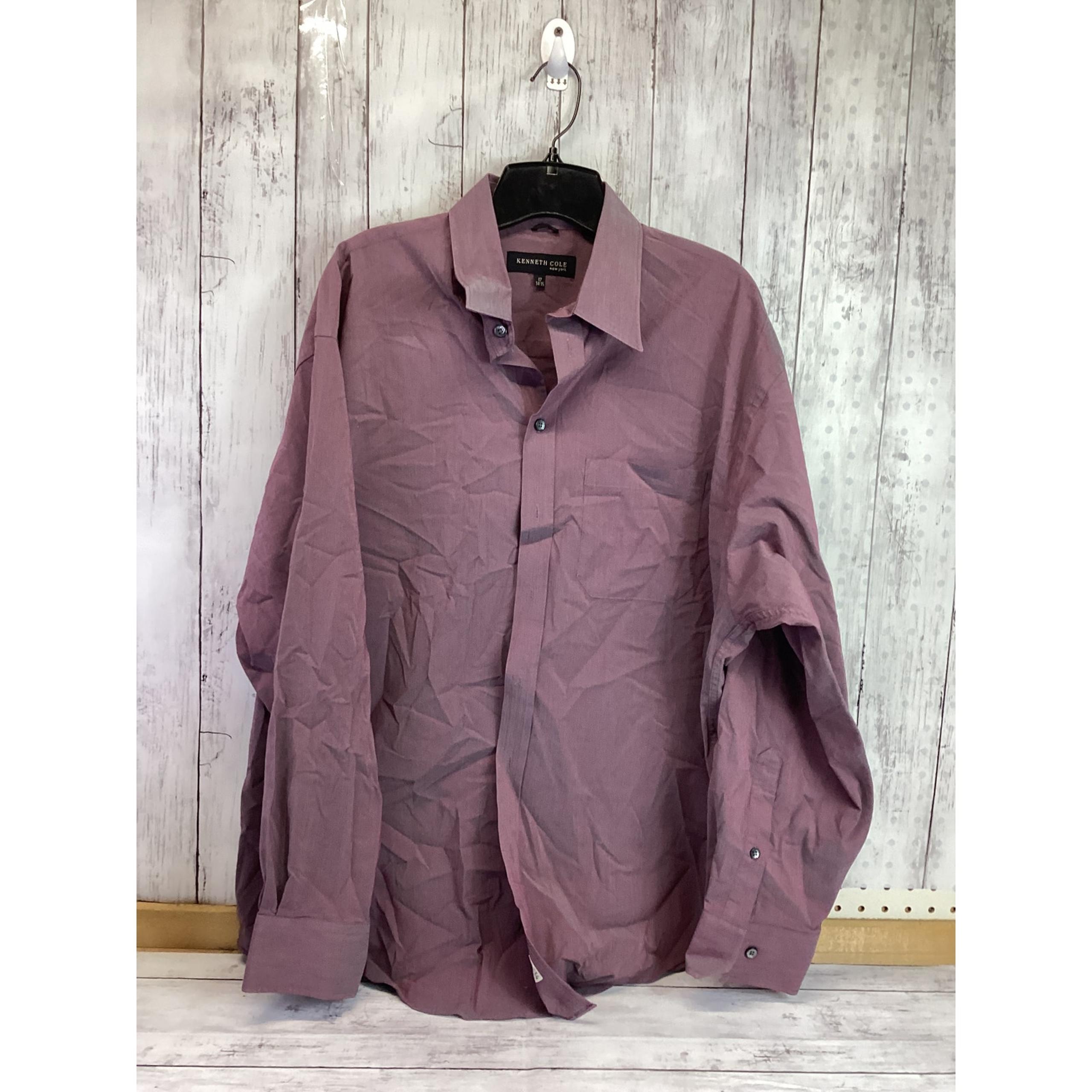Kenneth Cole Men's Classic Button Up Long Sleeve Casual Shirt Purple 3XL