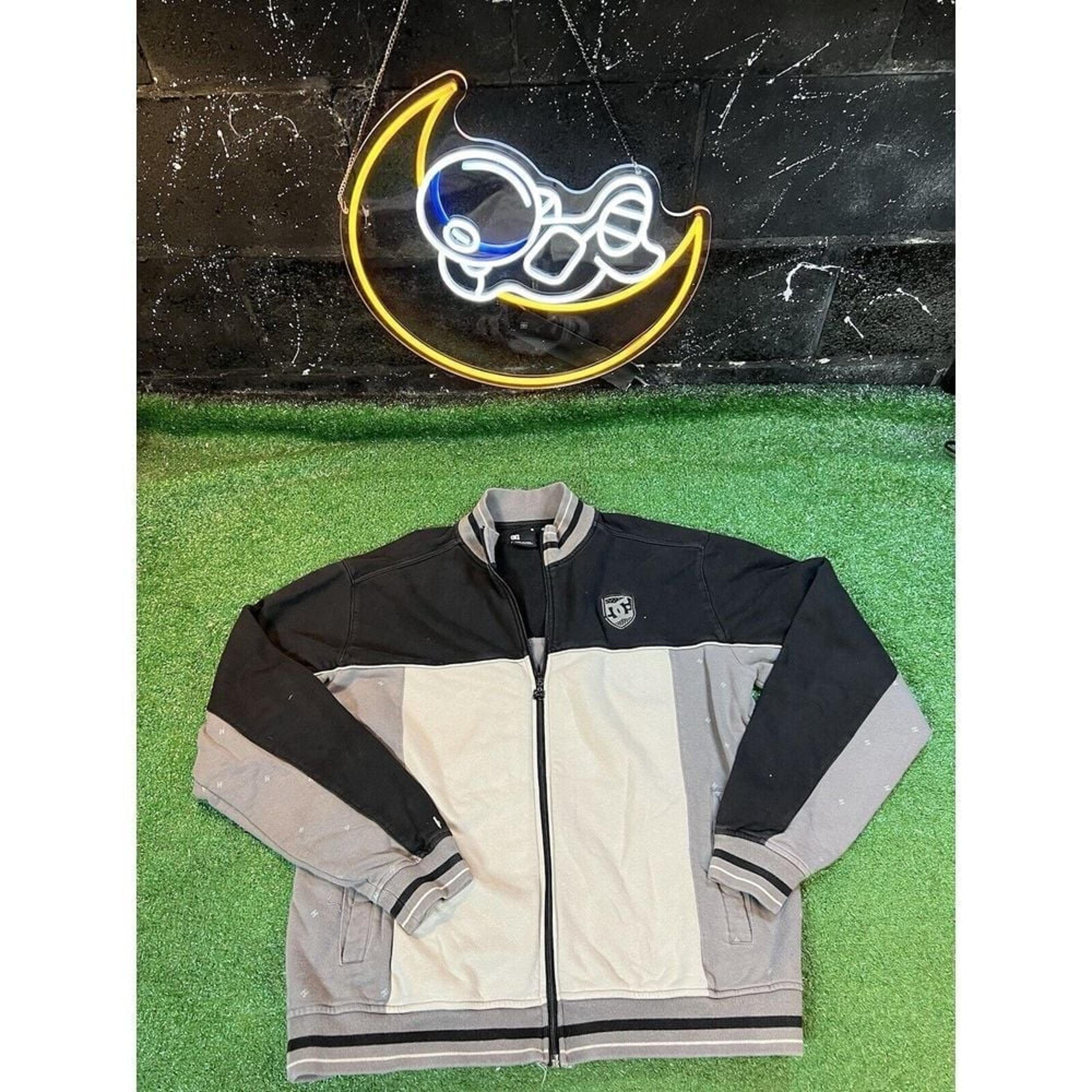 DC Shoes Full Zip Varsity Style Jacket Gray Black  Men's Size Large