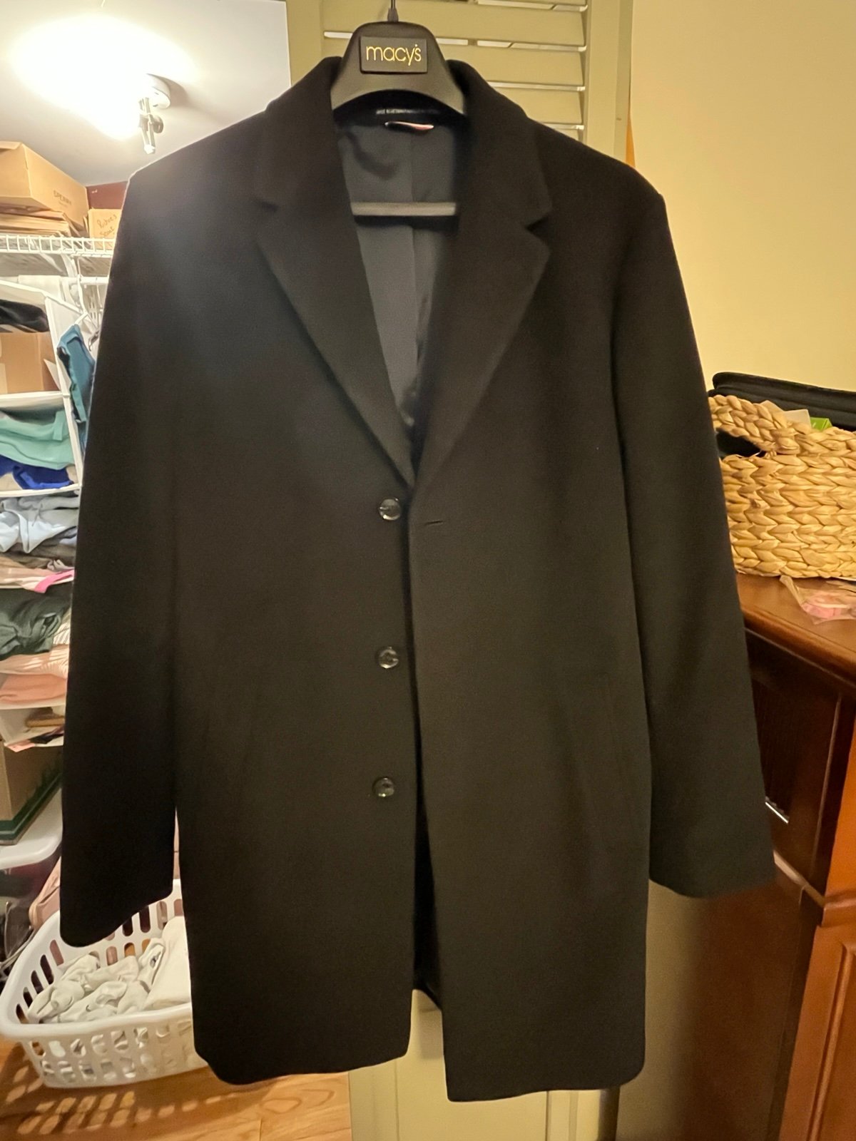 Men's Addison Wool-Blend Trim Fit Overcoat