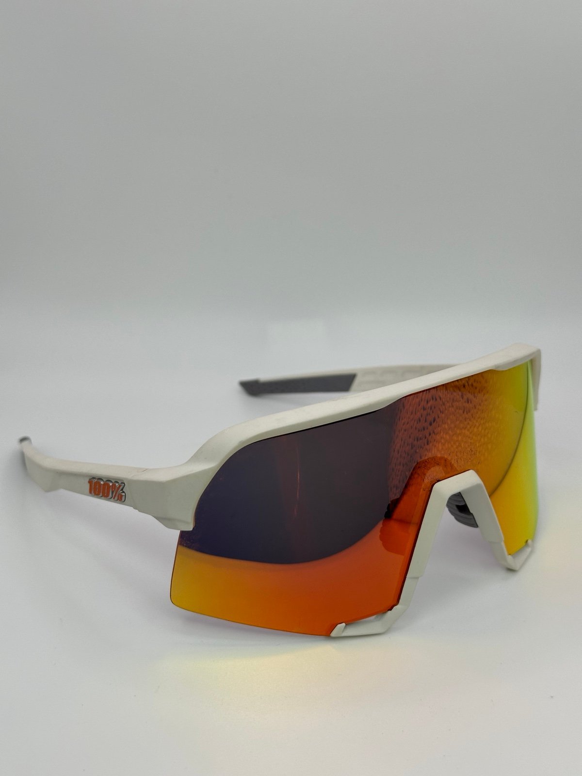100% S3 Sunglasses, Soft Tact White Frame, HiPER Red Multilayer Mirror Lens