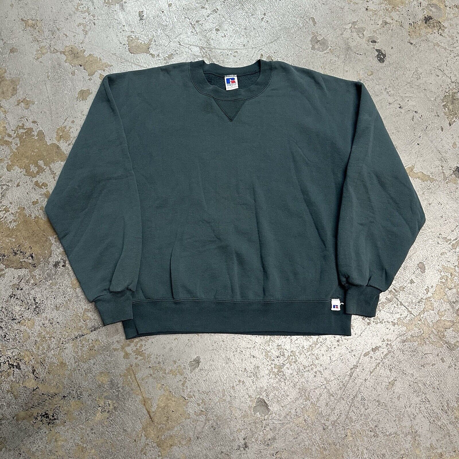 Vintage 90s Russell Athletic Green Sweatshirt XL Made In USA Kanye West