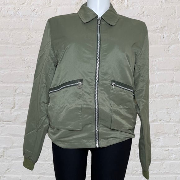 Asos Design oversized bomber jacket green large