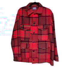 Pendleton Wool Mackinaw Cruiser Jacket Red Buffalo Plaid Men’s Size Large