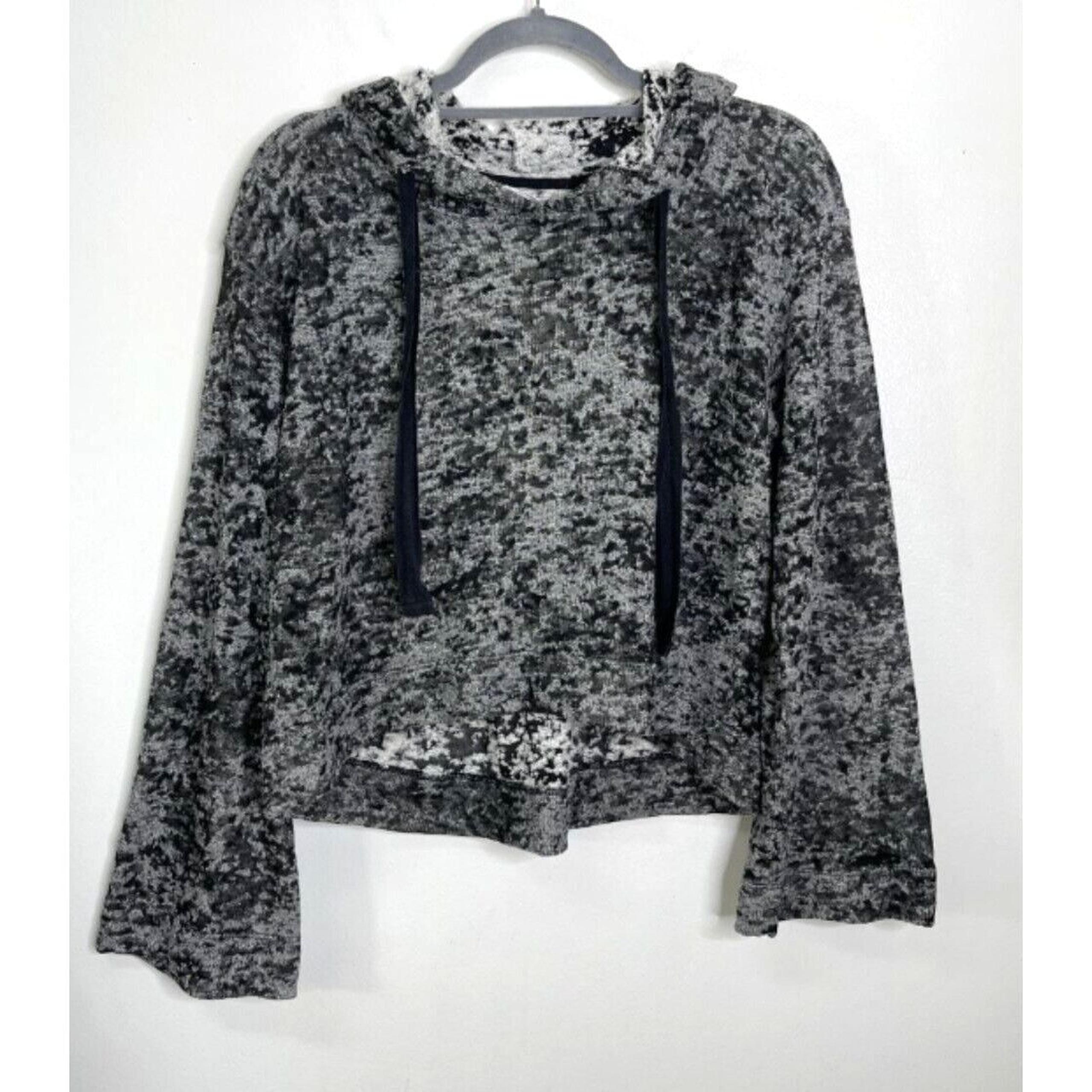 Bella Dahl Revolve Cropped Burnout Knit Bell Sleeve Hoodie Women's Size XS
