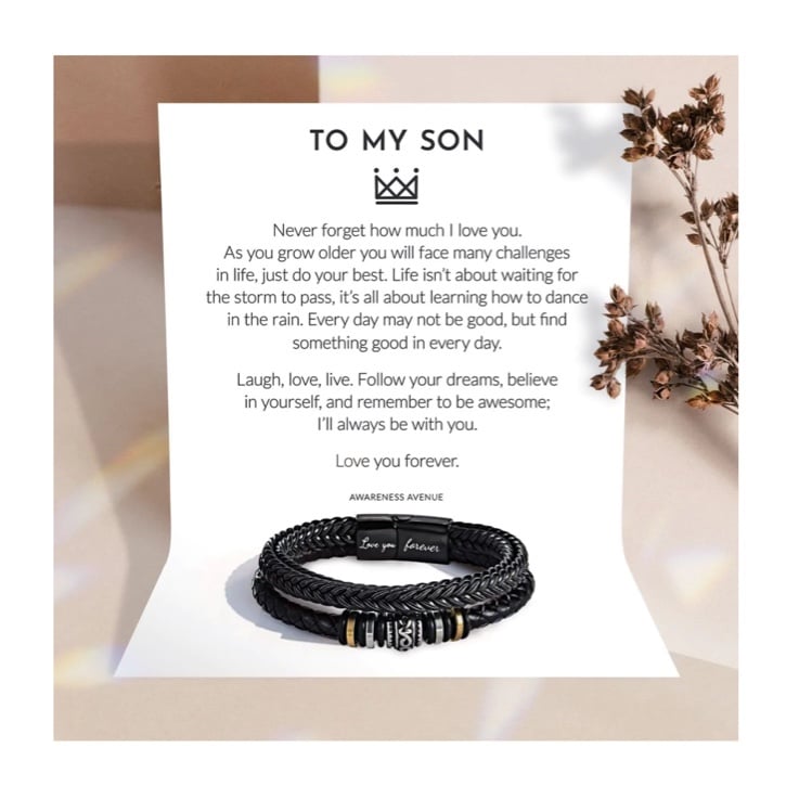 My Son - Love You Forever - Leather Braided Bracelet
