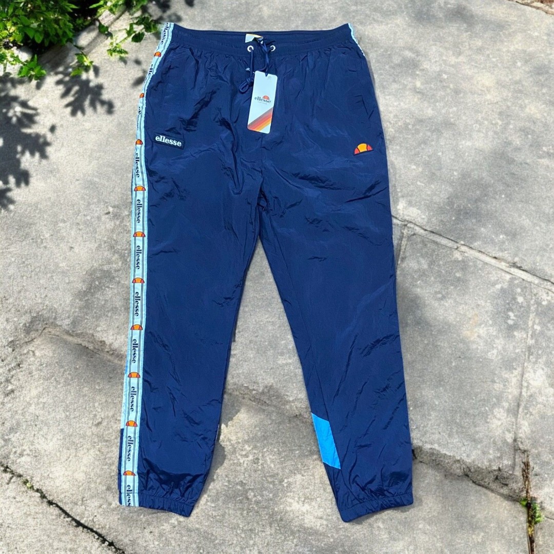 Ellesse Avico Tape Seam Navy Blue Nylon Windbreaker Pants Men's Size Large NWT