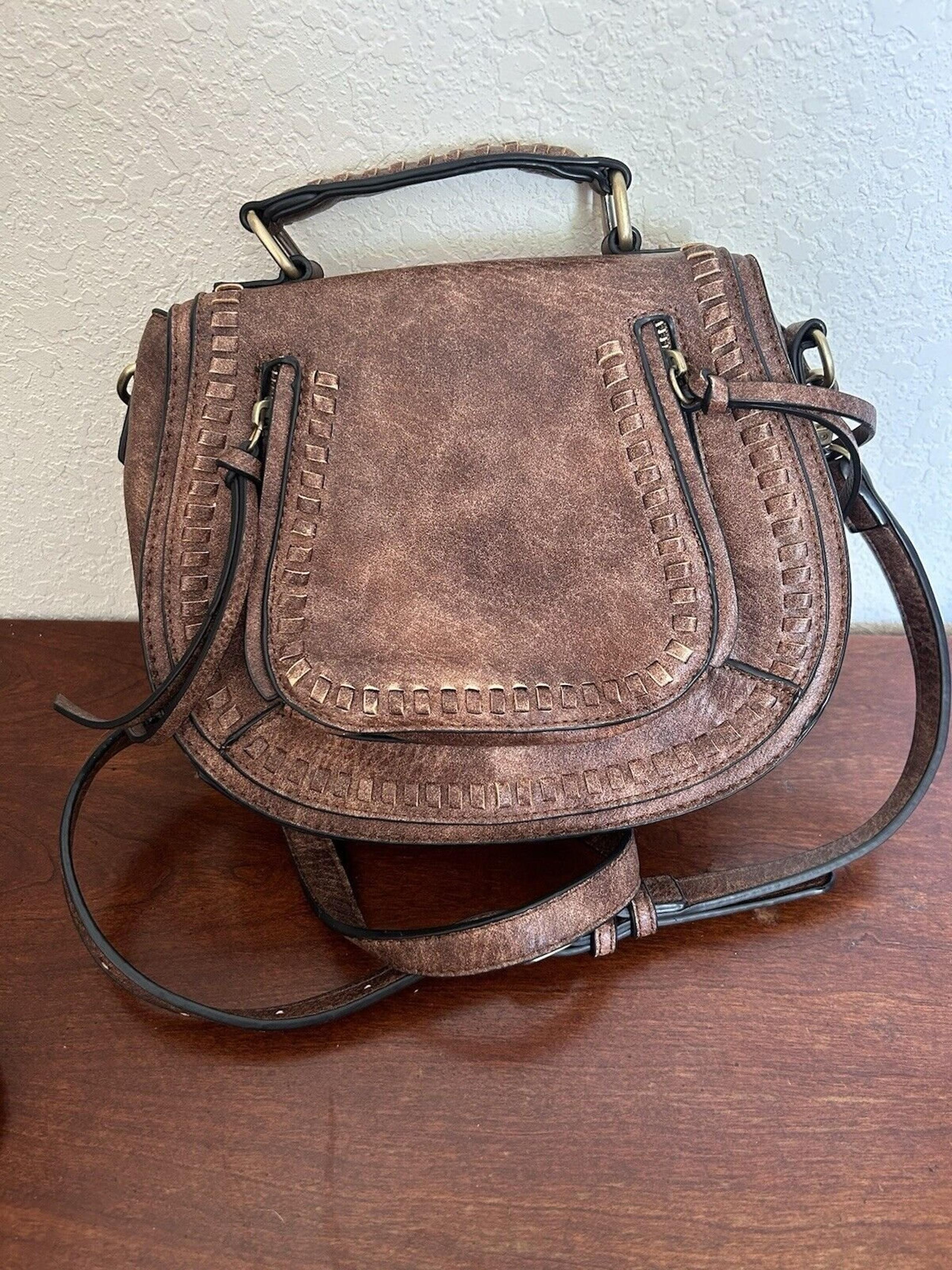 Antik Kraft Brown Leather Boho Saddle Bag Crossbody Purse Anthropologie Brand