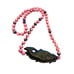 Vintage Stone Fish and Pink Stone Bead Necklace Black Onyx Chinese