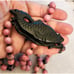 Vintage Stone Fish and Pink Stone Bead Necklace Black Onyx Chinese