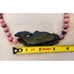 Vintage Stone Fish and Pink Stone Bead Necklace Black Onyx Chinese