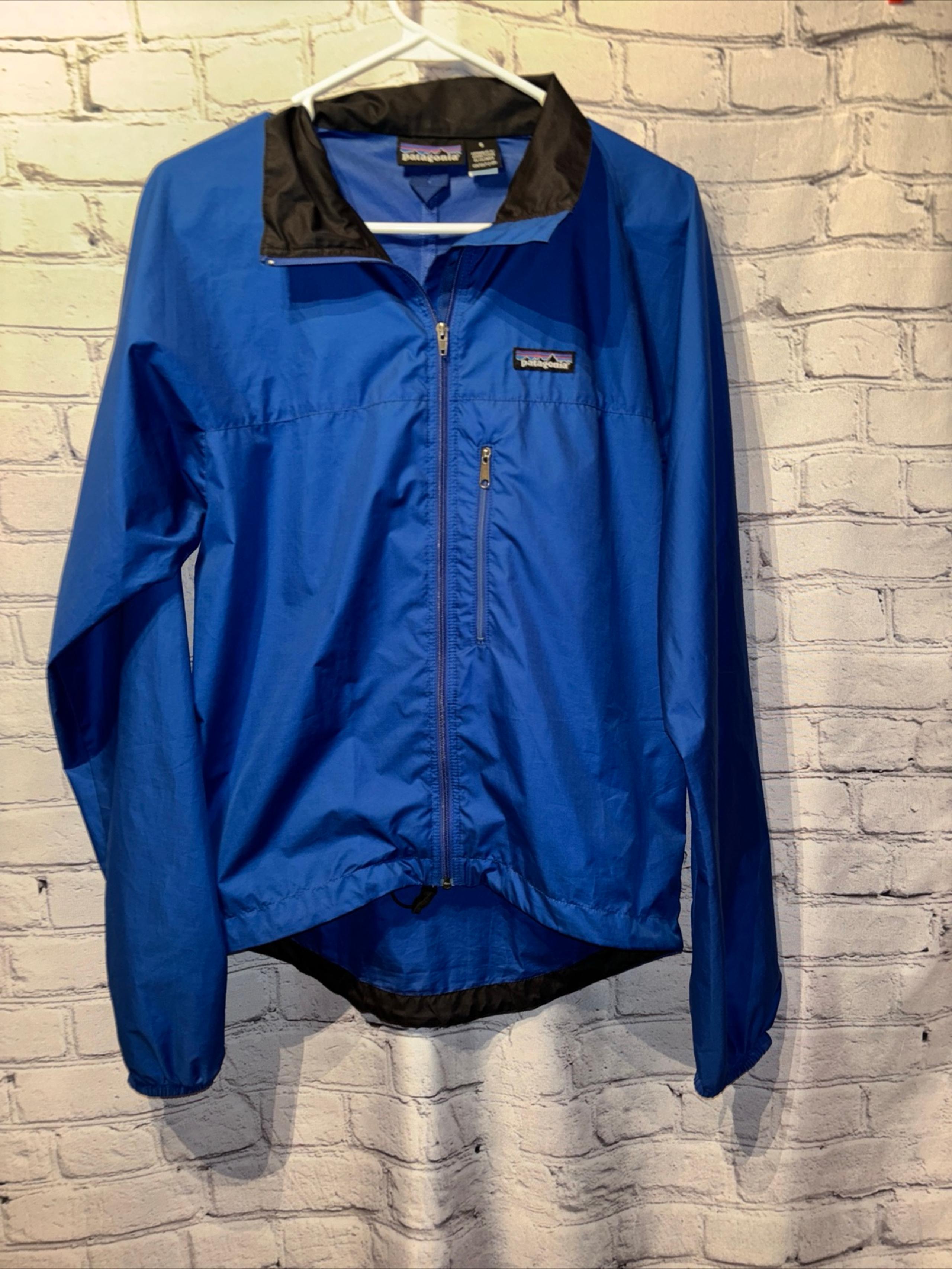 Mens Patagonia Full Zip Windbreaker Rain Jacket Royal Blue Size Small Hiking