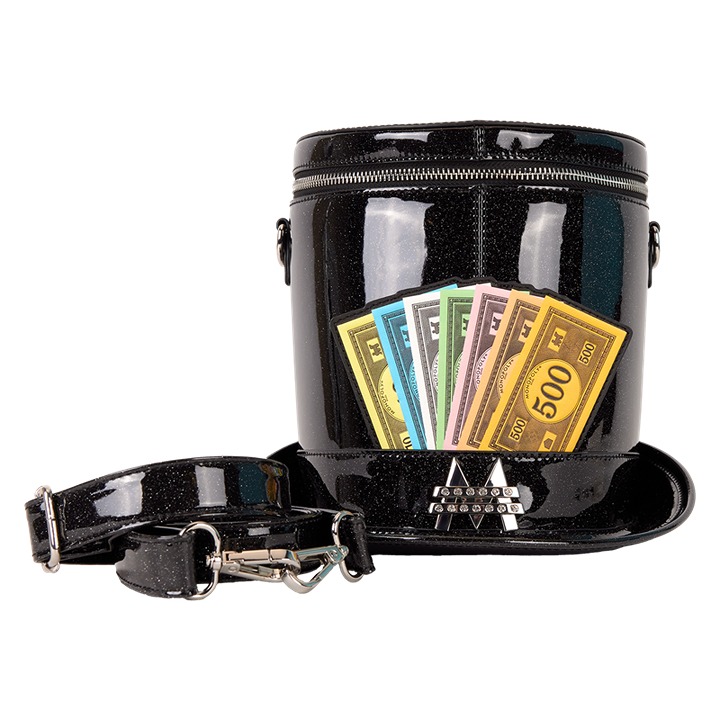Monopoly 90th Anniversary Top Hat Glitter Figural Crossbody Bag