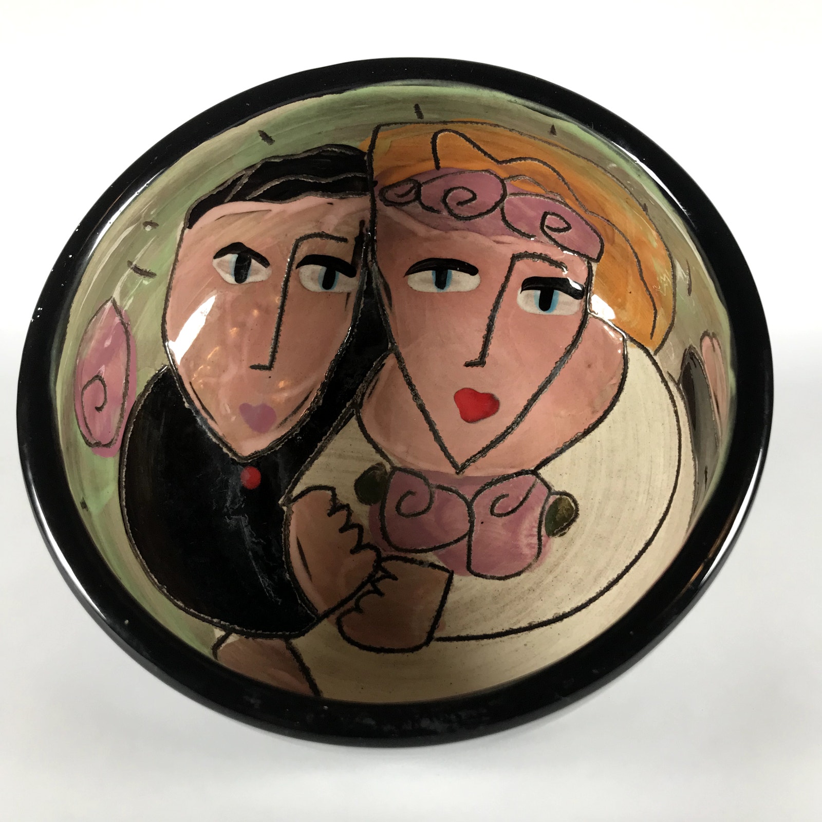 Sandra Magsamen Wedding Pottery Bowl Marriage Marital Colorful Inscribed Signed