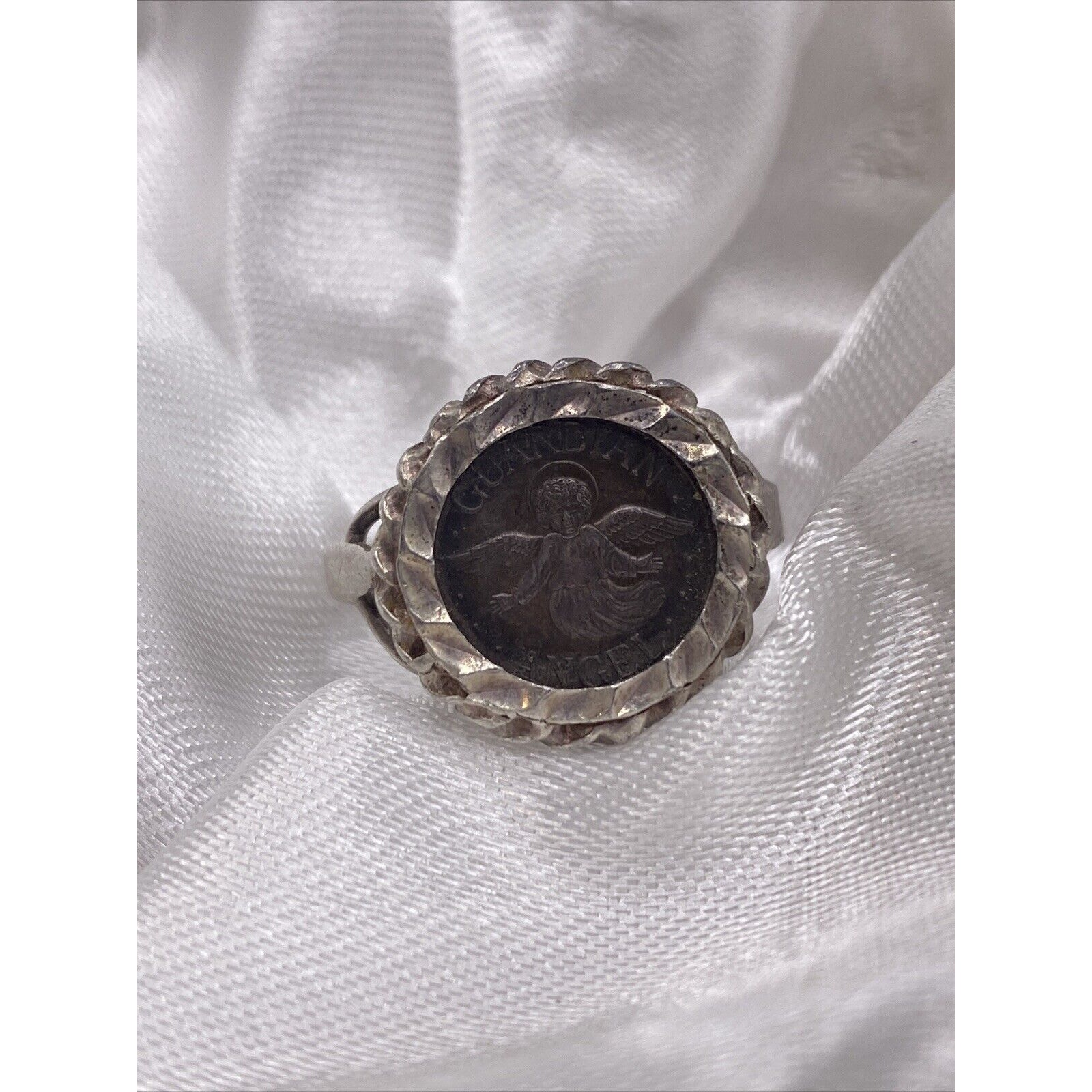 VINTAGE BADAVICI GUARDIAN ANGEL STERLING RING Size 9