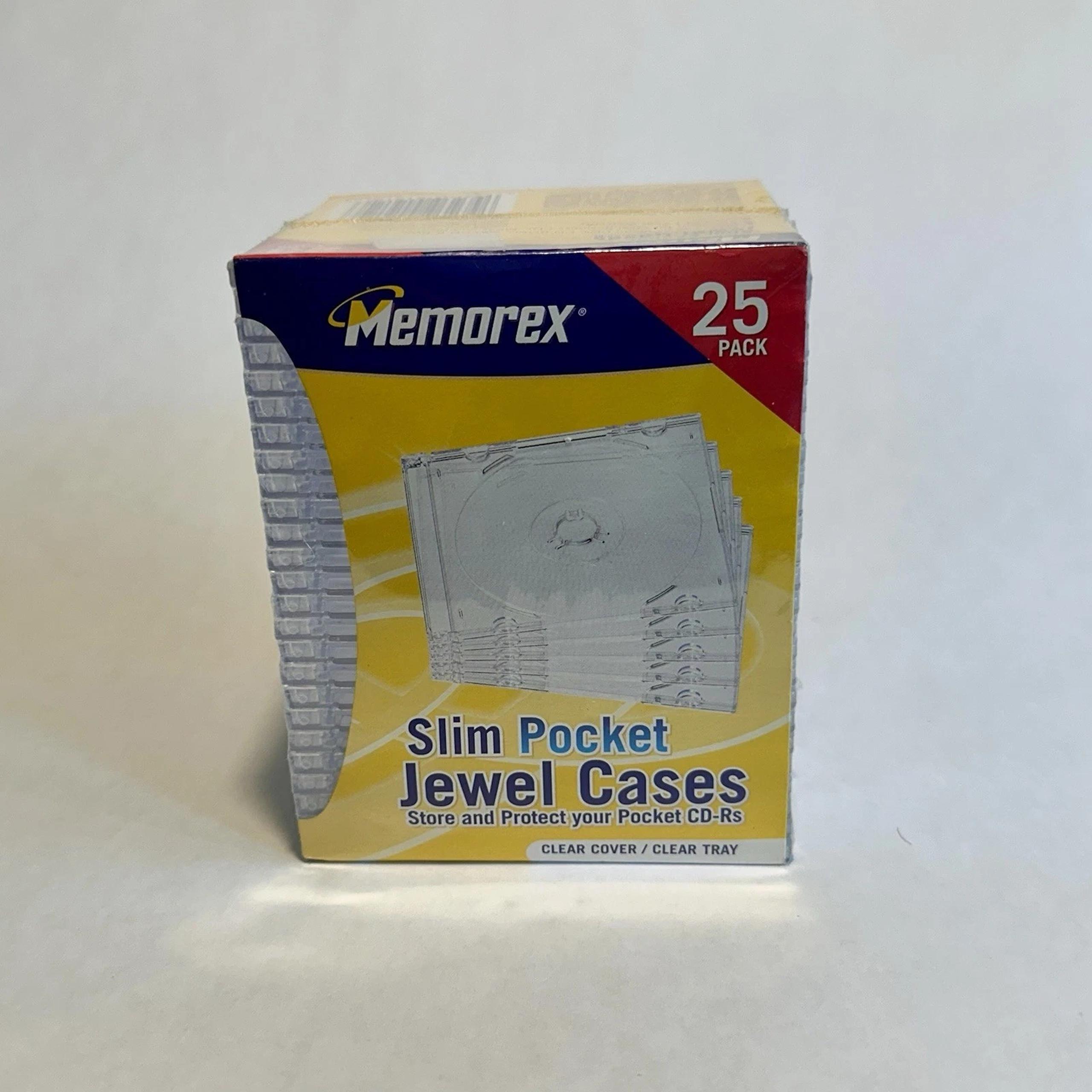 Memorex Slim Pocket Jewel Cases for 3" CDs CD-ROMs CD-R/RWs 25 Pack Clear NIP
