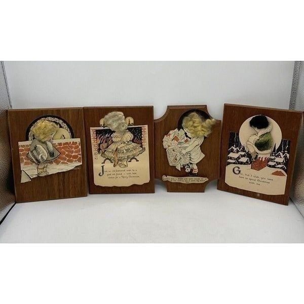 OOAK Vintage Decoupage MCM Handmade Mounted Christmas Cards 3D Wall Hanging