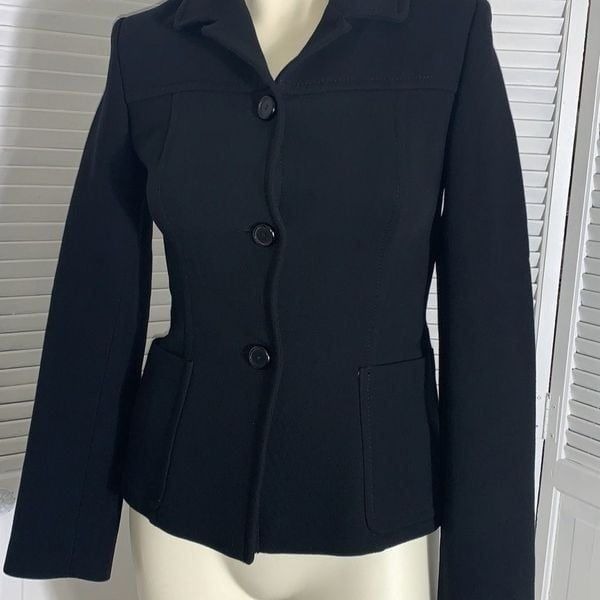Vintage Tara Jarmon Black Wool Jacket Size 36 Wool
