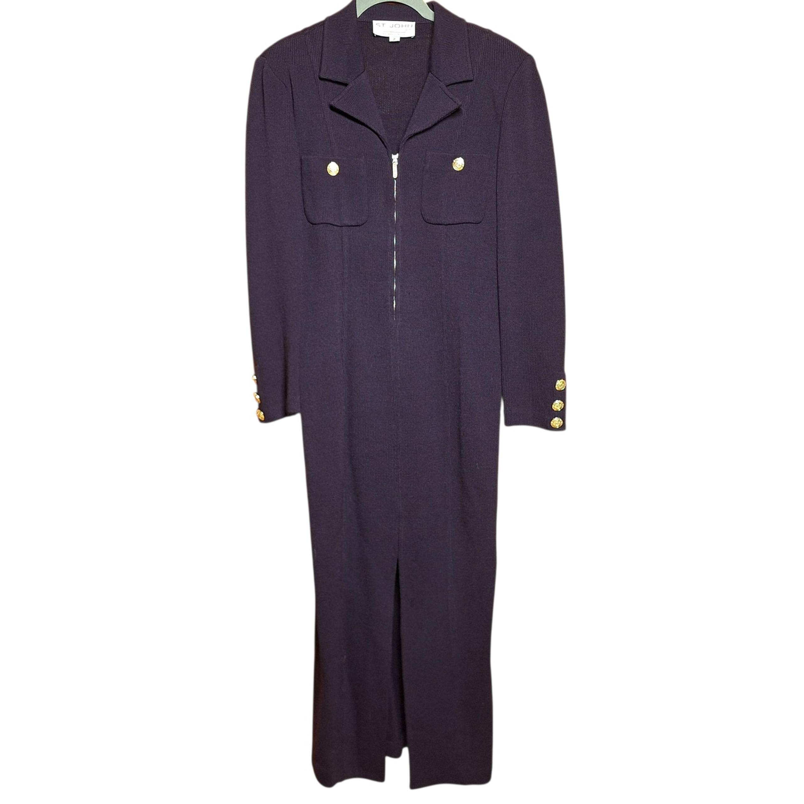 St John Collection by Marie Gray Vintage dark Purple blazer style sweater dress