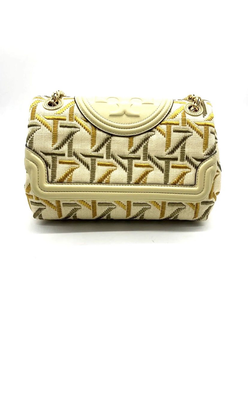 Tory Burch Fleming Embroidered Flap Convertible Shoulder Bag