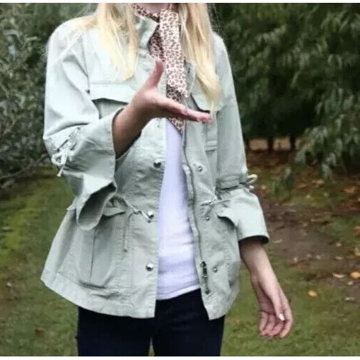 130 Banana Republic x Olivia Palermo Women's Green Utility Surplus Jacket Sz S