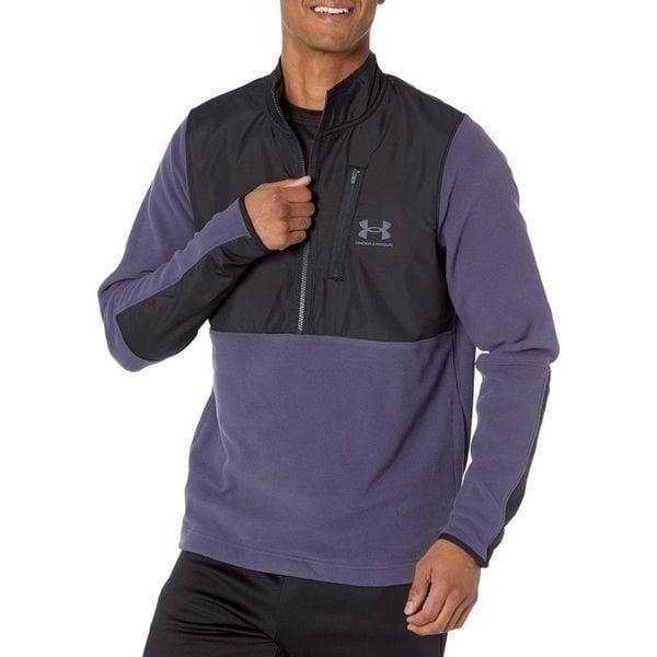 Under Armour Mens Cold Gear Infrared Half Zip Pullover Sweater Black Blue Steel
