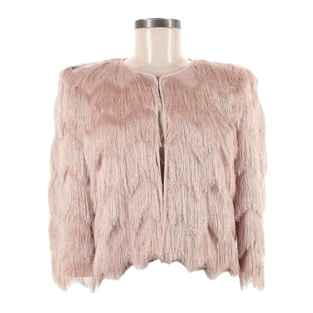 BCBGMaxAzria Evening Jacket M NWT Baby Pink Jaxon Shaggy Retro Cocktail Party