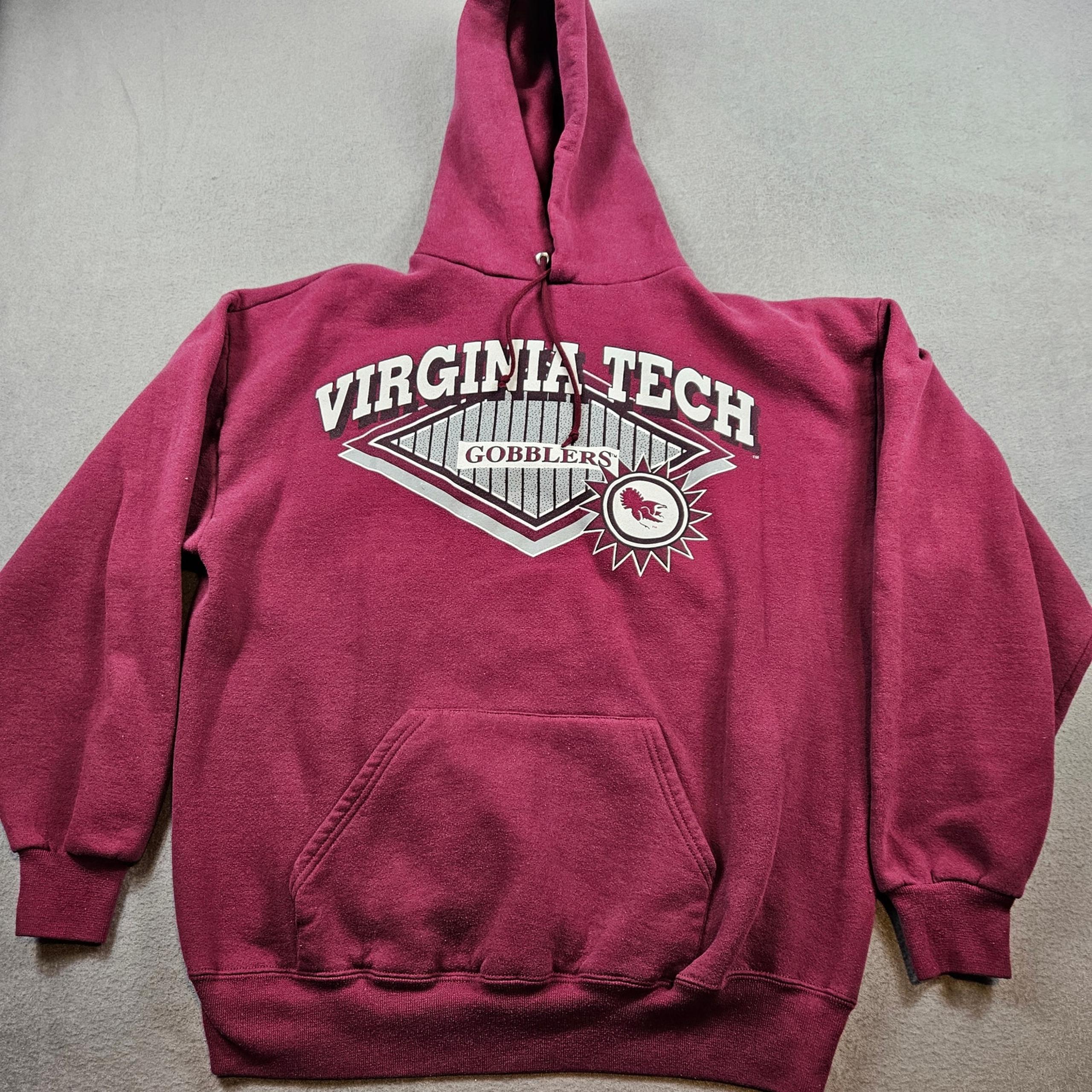 Vintage Virginia Tech Gobblers Hoodie Sweater Jerzees USA Size XL Maroon