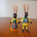 Vintage Dept 56 Hand Painted Wooden Easter Bunnies