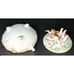 VTG Cherubs COVERED DISH Bisque Porcelain Footed Dresser Box Harp Horn Gold Pink