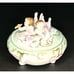 VTG Cherubs COVERED DISH Bisque Porcelain Footed Dresser Box Harp Horn Gold Pink