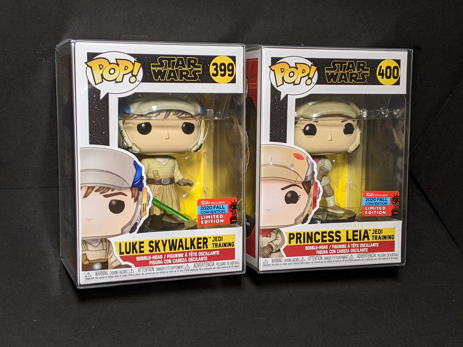 Funko Pop Rise of Skywalker Jedi training Luke #399 and Leia #400 Set