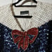 70s Sequined Vintage Top Red White Blue Bow Retro Pin Up Sailor Blouse Joed Sz S
