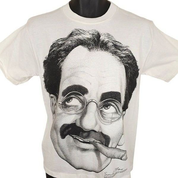Vintage Groucho Marx T Shirt Mens Size Small White 90s Portrait Made In USA