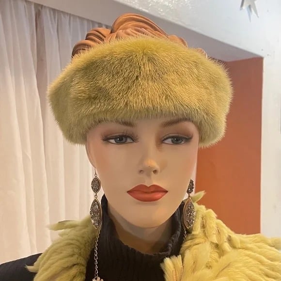 Green Mink Fur Headband