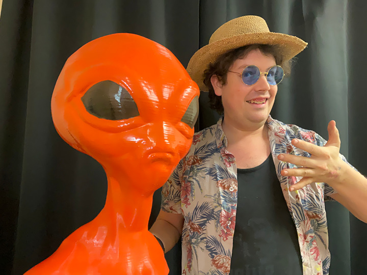 GIANT Orange Alien! Customizable Color AND Eye Color. HUGE Novelty Retro Space