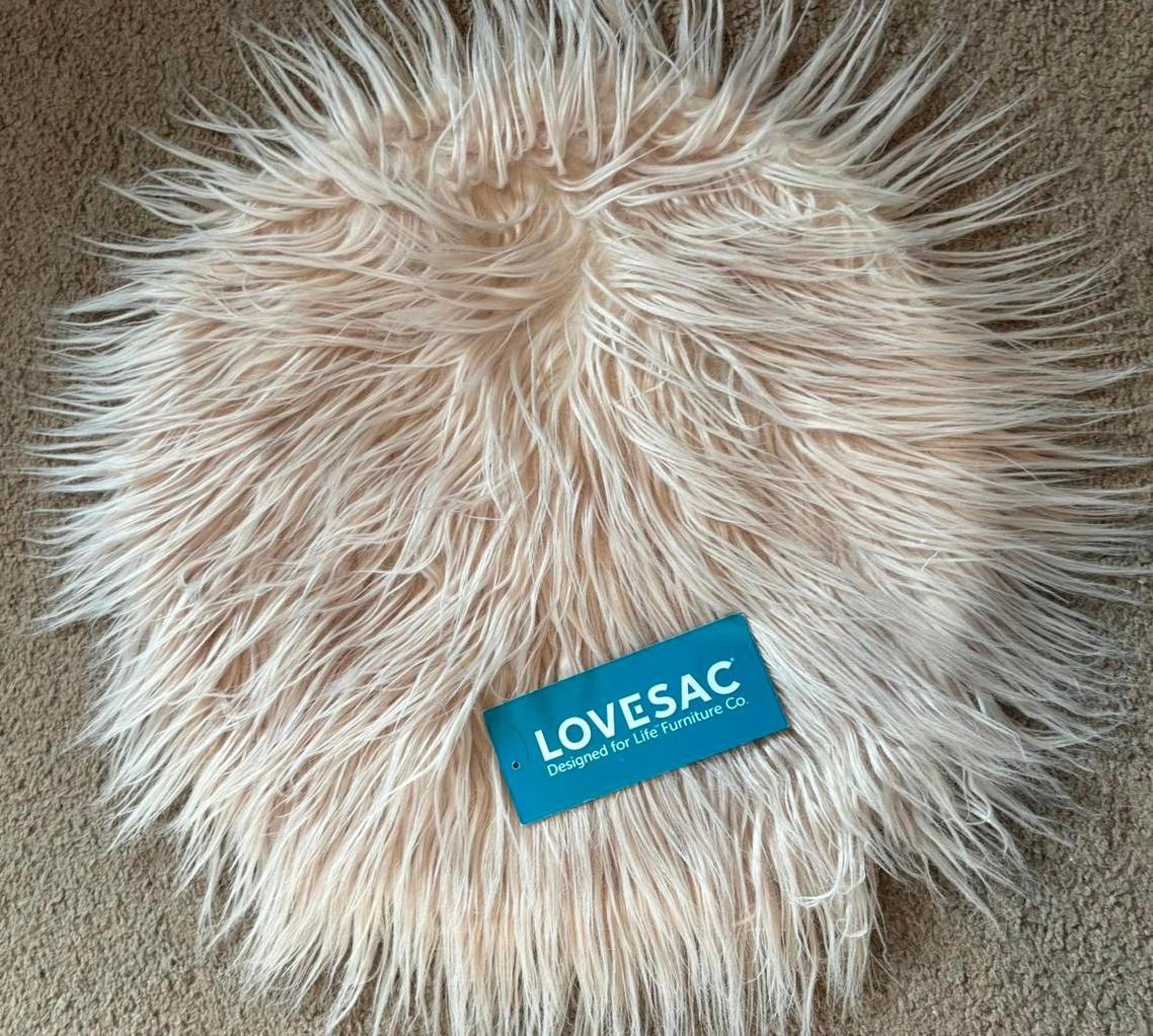 LOVESAC Throw Pillow Cover NWT Blush Shag 16" round