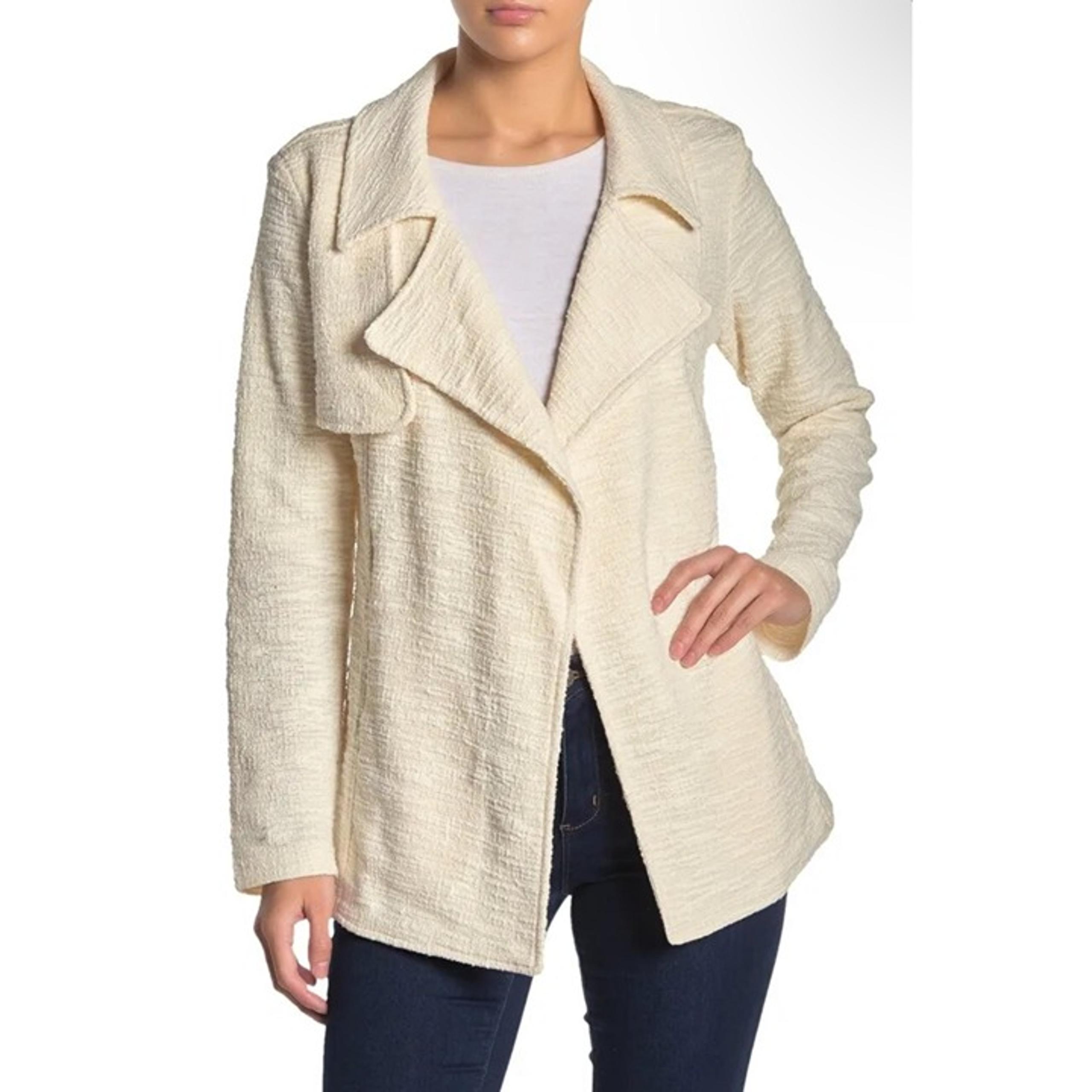 Size Small DR2 by Daniel Rainn CREME IVORY OPEN FRONT TEXTURED JACKET W/POCKETS