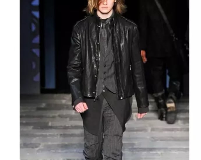 John Varvatos collection skull button leather jacket black