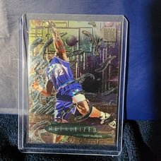 Karl Malone fleer metalized jazz nba basketball