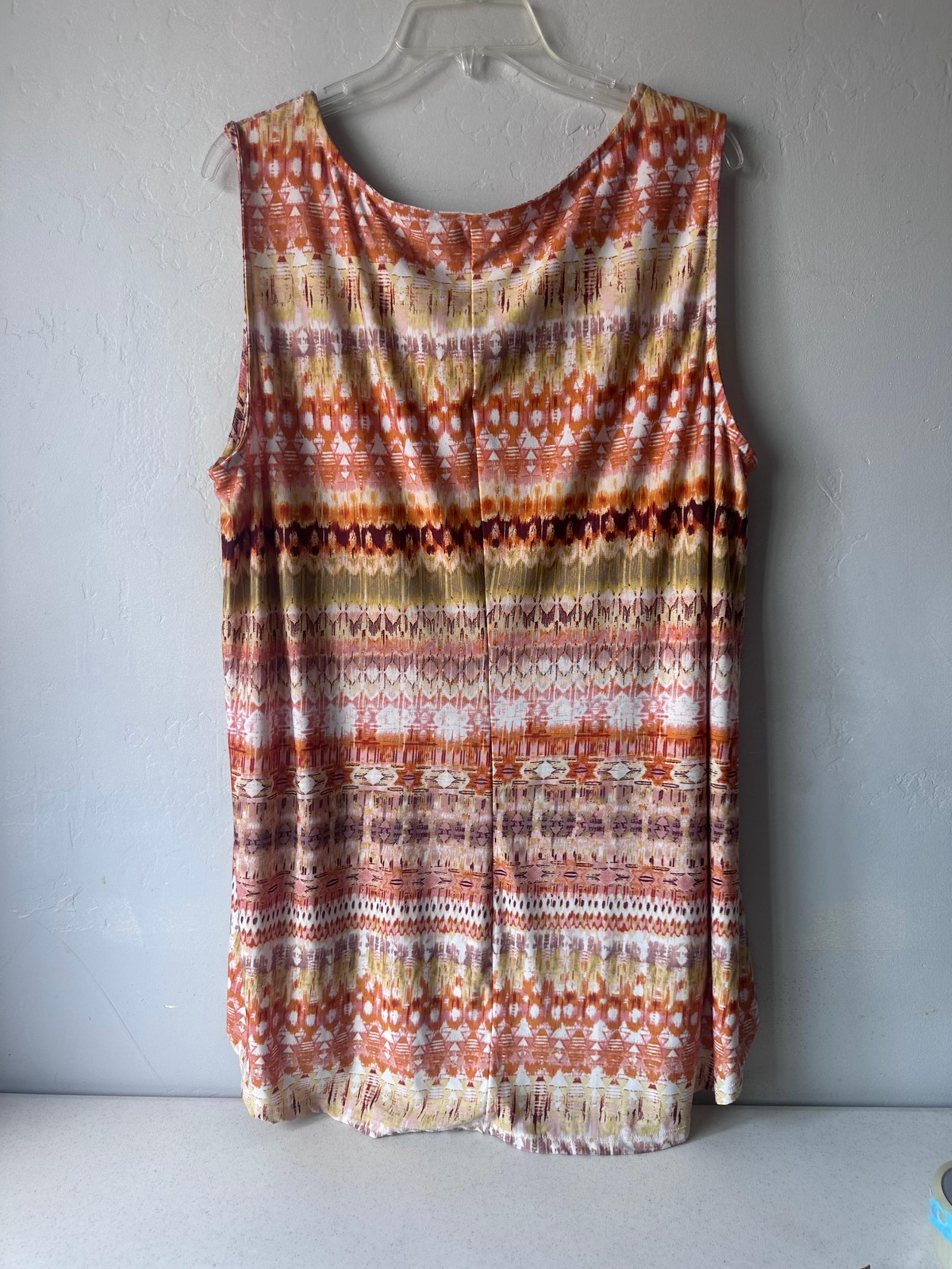 Cocomo Womens Wide Strap Tunic Tank Top Size 3X Multicolor Boho Stretch