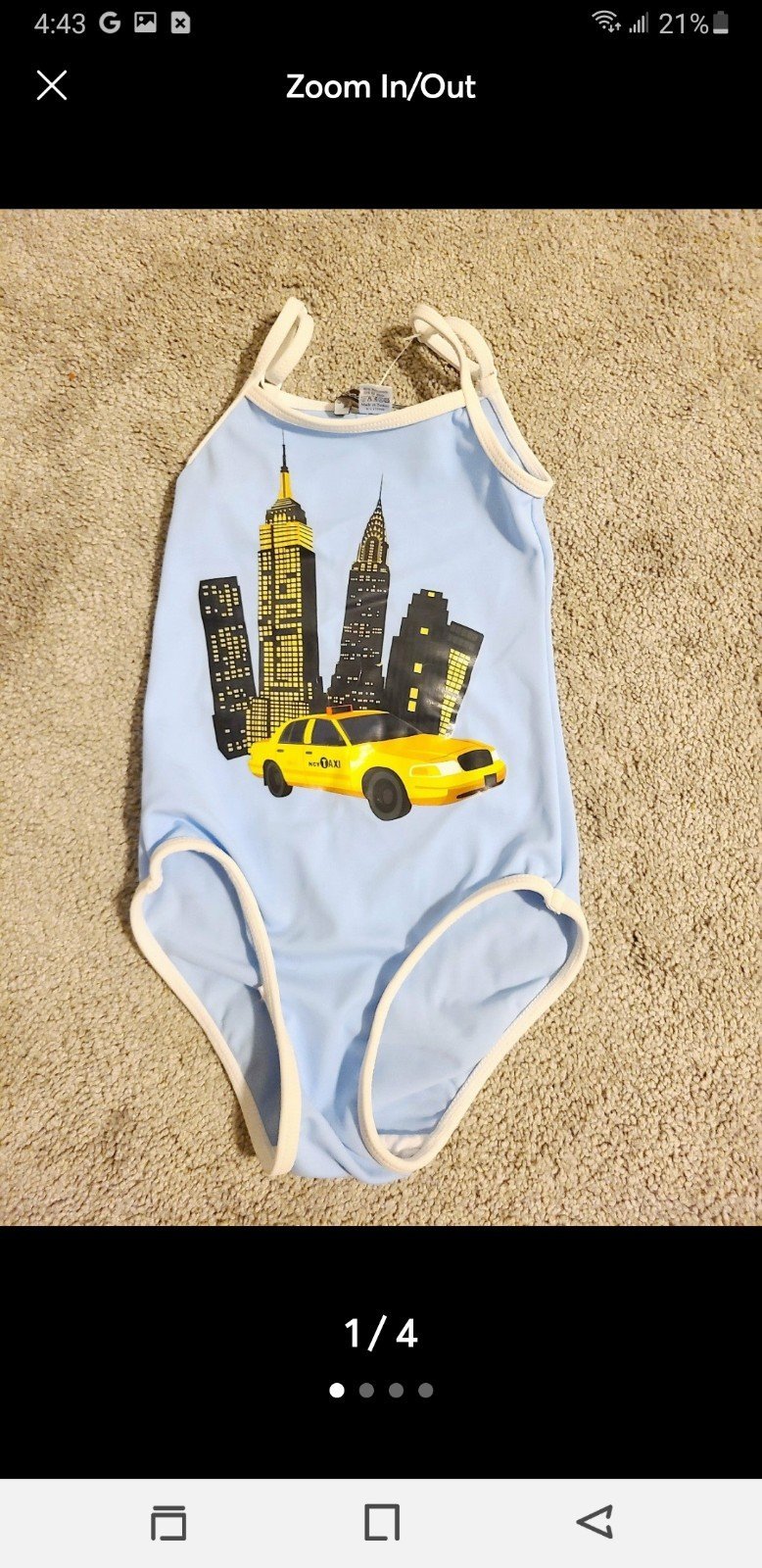 Stella Cove New York City NYC Taxi Cab Bathing Suit Swimsuit 12 Months New!