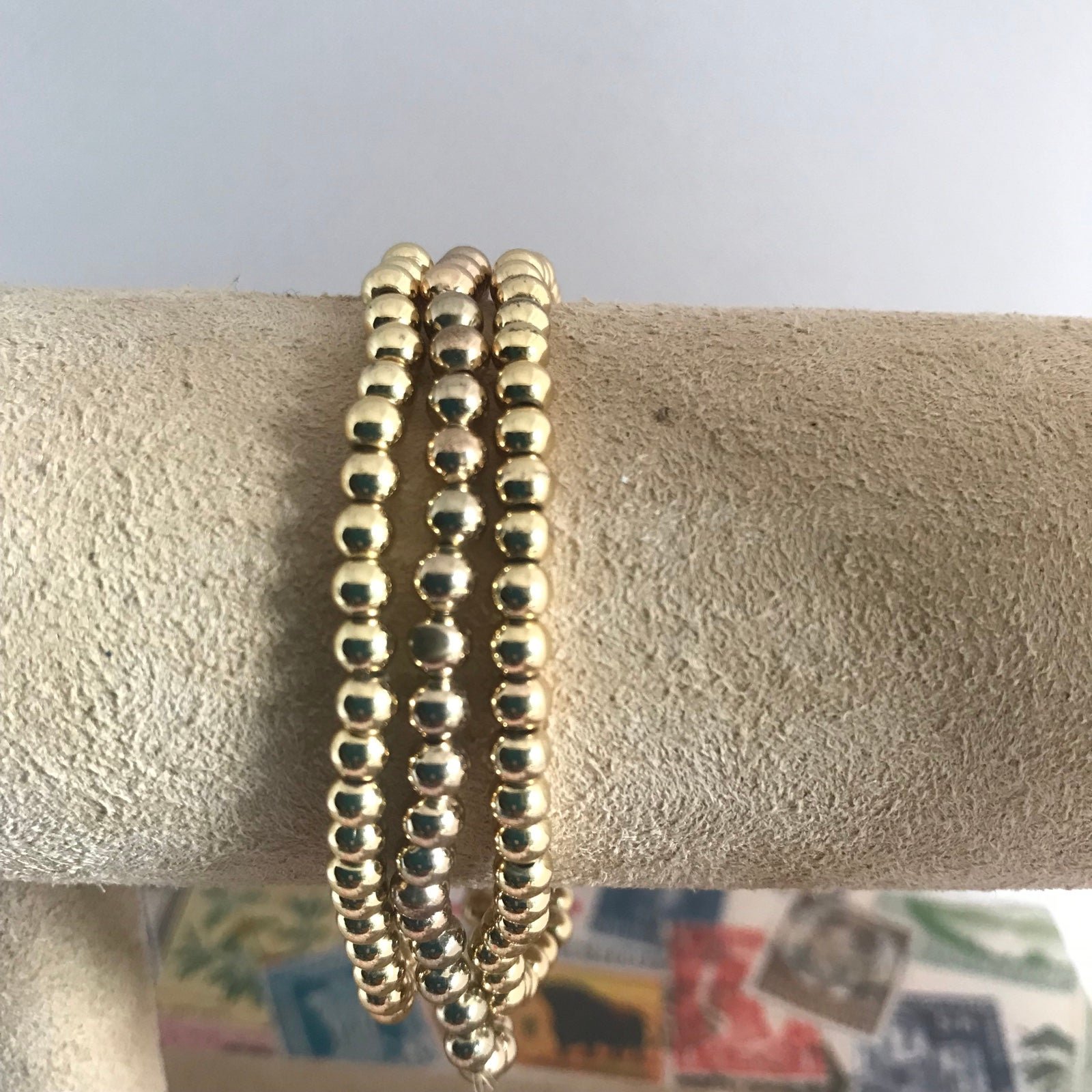 Vintage 14 Kt GF Beautiful The Classic Trio Beaded Bracelet