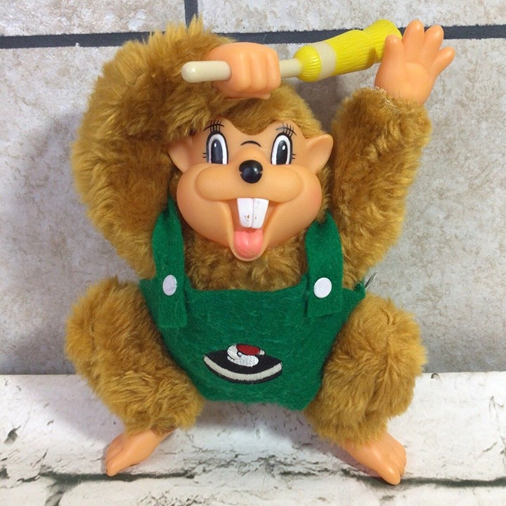 Vintage Shuffle Board Plush Beaver Rare Novelty Stuffed Animal Laurie Artiss